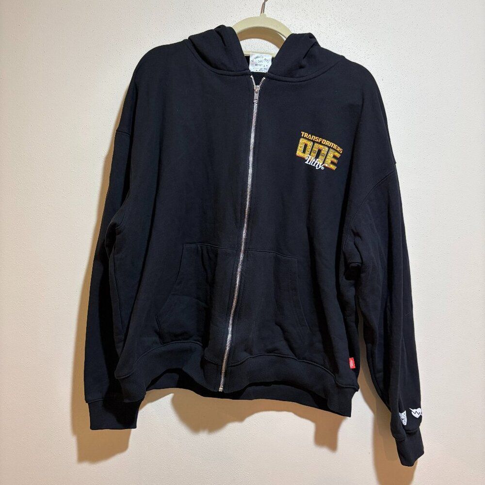 Ilthy x Transformers XL Graphic Full Zip Up Hoodie Sweatshirt Black Streetwear